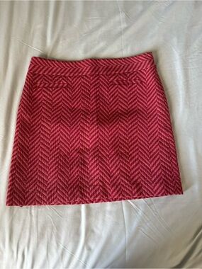 LOFT Pink Chevron A-Line Mini Skirt